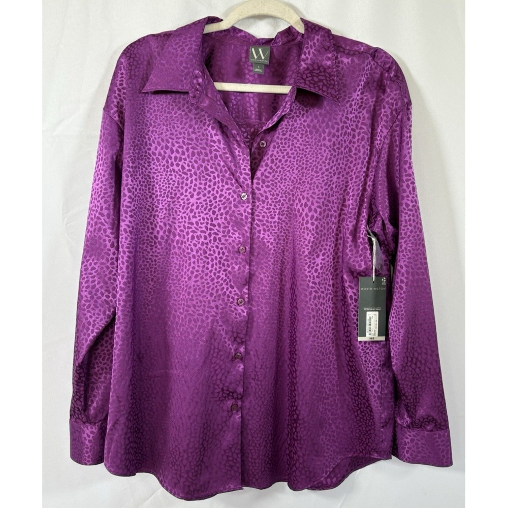 Worthington woman's top size L button up new‎ with tags